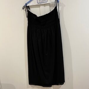 Black cotton midi skirt